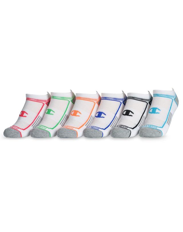 Champion Double Dry Womens No-Show Socks Pack, 6-Pair White w/Blue Assorted 9-11 Product Image