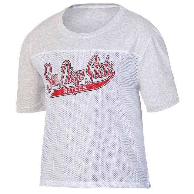 NCAA San Diego State Aztecs Womens White Mesh Yoke T-Shirt Product Image