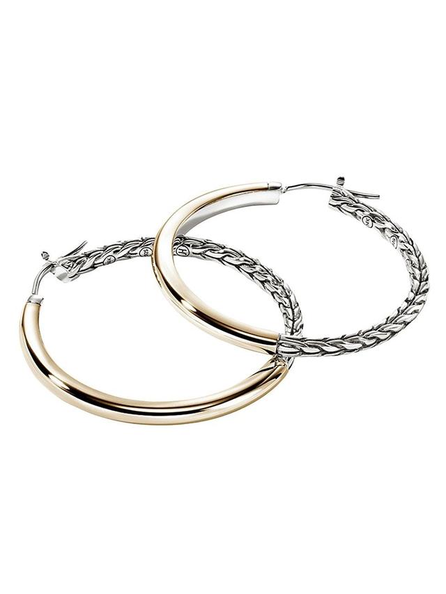 Womens JH Essentials 14K Yellow Gold & Sterling Silver Hoop Earrings Product Image