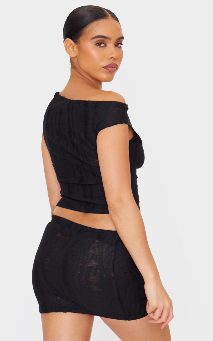 Black Distressed Asymmetric Top Product Image