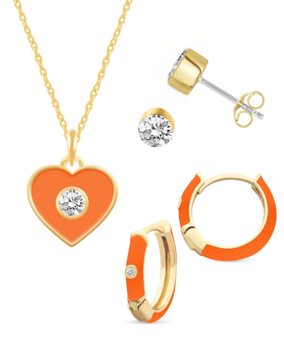 Crystal Enamel Necklace and Earring Set, 3-Piece Product Image