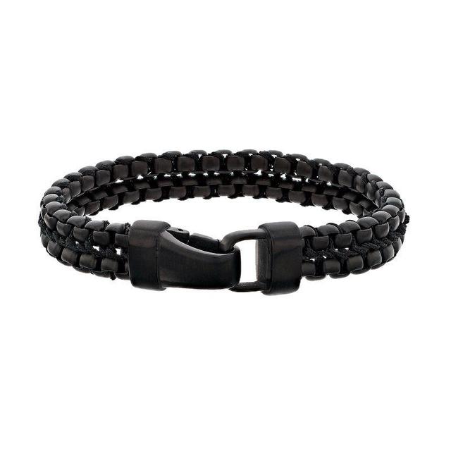 LYNX Mens Black Stainless Steel Double Row Bracelet Product Image