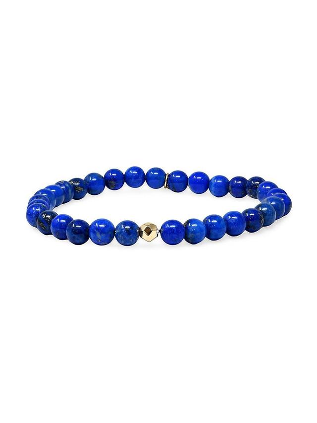 Womens Bohme 14K Yellow Gold & Lapis Lazuli Beaded Stretch Bracelet Product Image