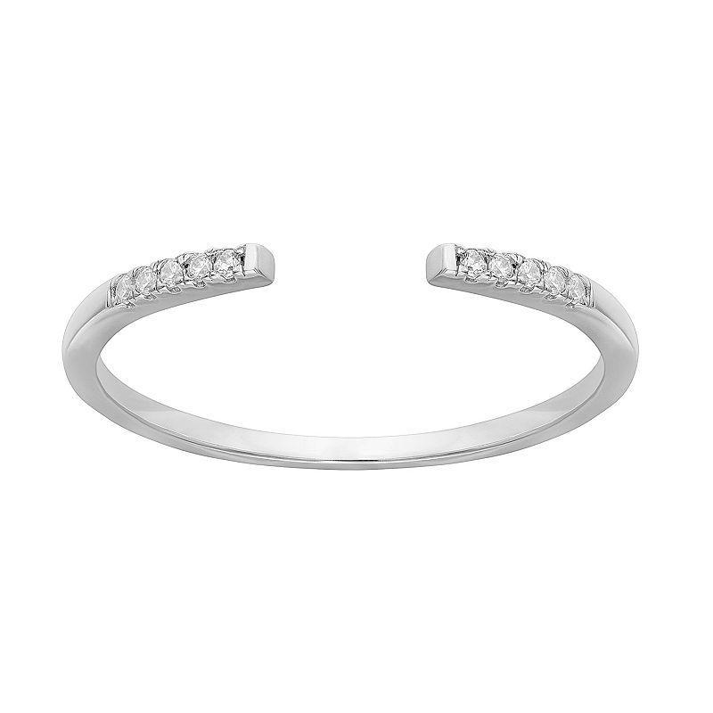 PRIMROSE Sterling Silver Cubic Zirconia Split Band Ring, Womens Grey Product Image