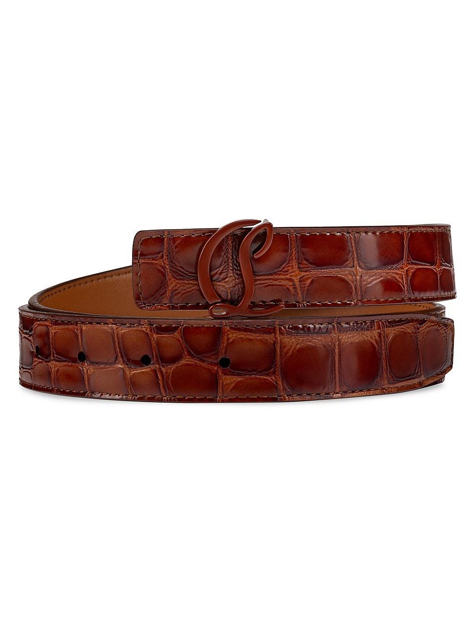 Womens CL Logo Crocodile-Embossed Leather Belt Product Image