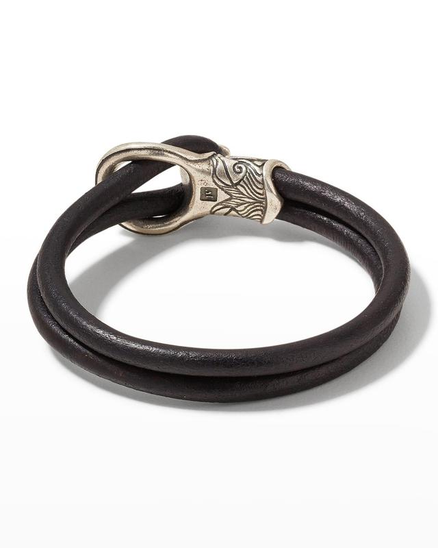 Mens Leather Double Strand Buckle Bracelet Product Image