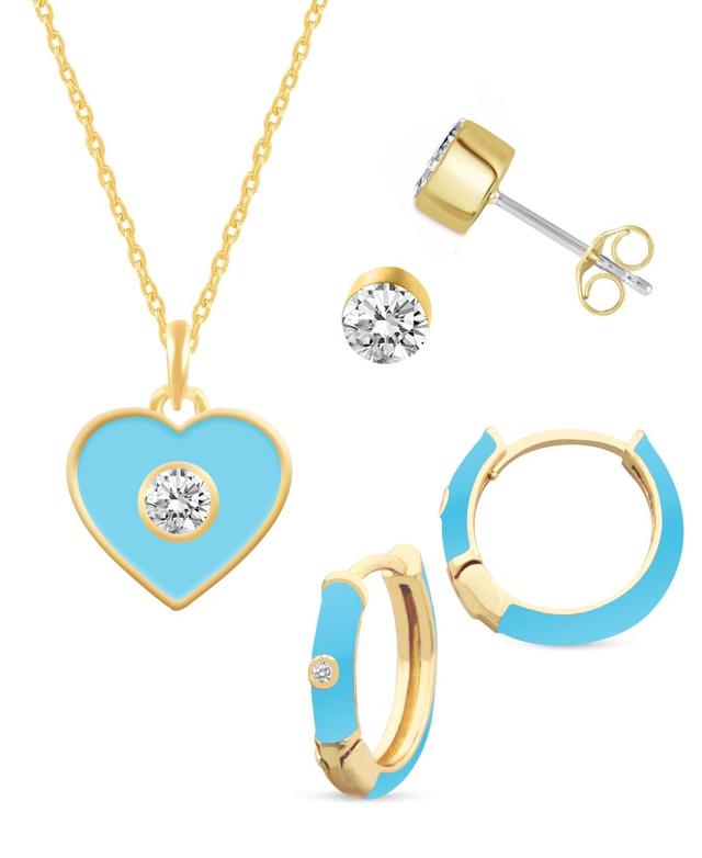 Crystal Enamel Necklace and Earring Set, 3-Piece Product Image