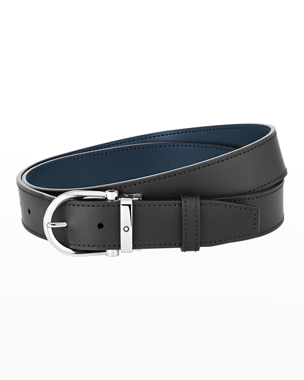 Montblanc Horseshoe Shiny Stainless Steel Buckle Reversible Belt Product Image