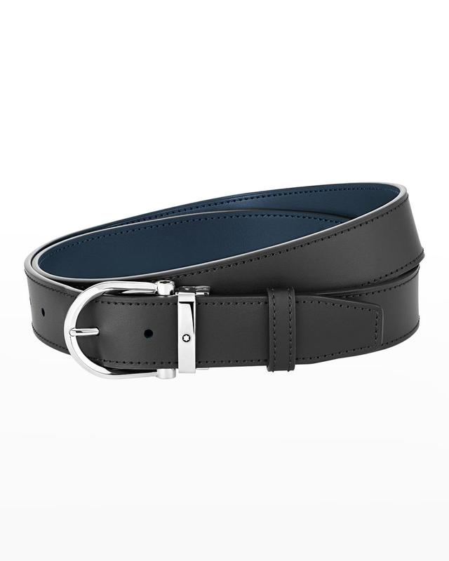 Mens Horseshoe Leather Stainless Steel Belt Product Image