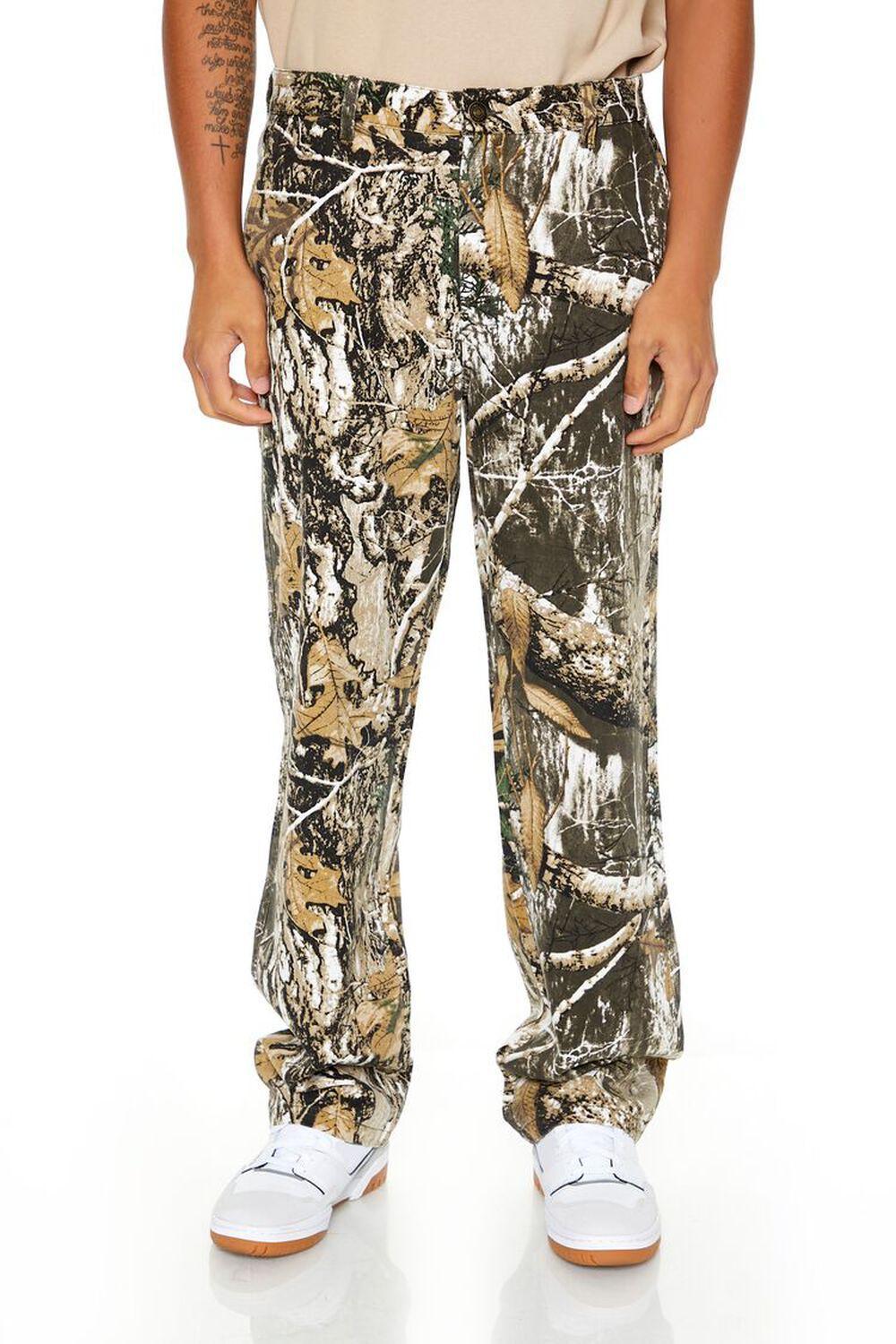 Leaf Print Straight-Leg Pants | Forever 21 Product Image