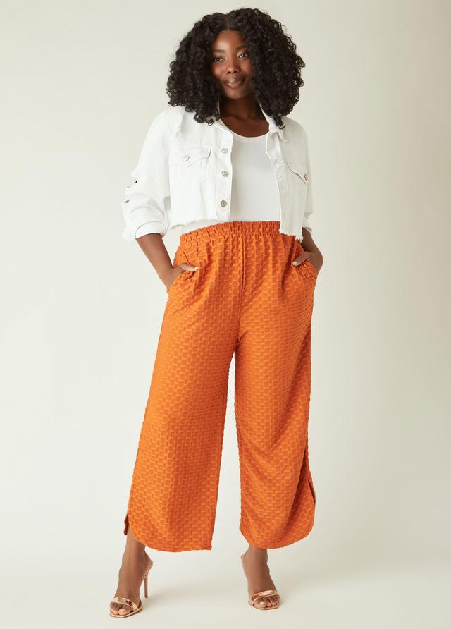 Plus Size Honeycomb Knit Wide Leg Pants Ashley Stewart Product Image