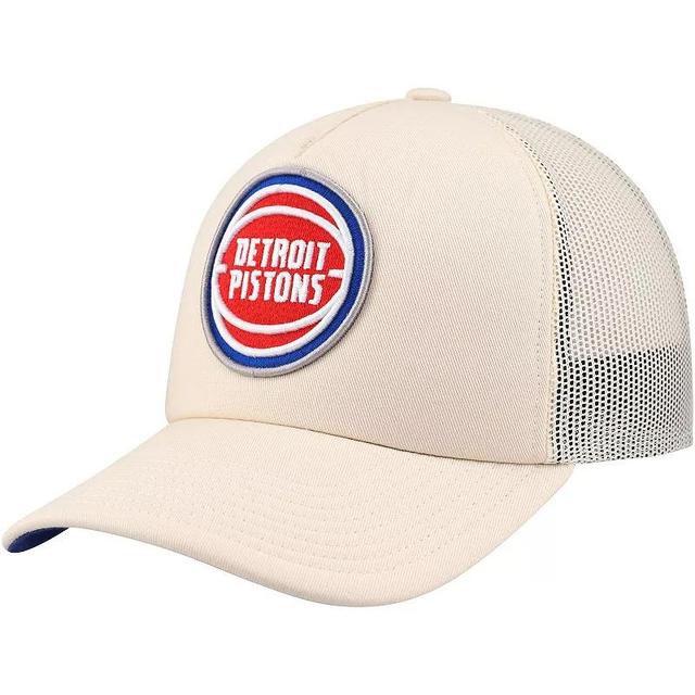 Mitchell & Ness Mens Cream Detroit Pistons Trucker Adjustable Hat Product Image