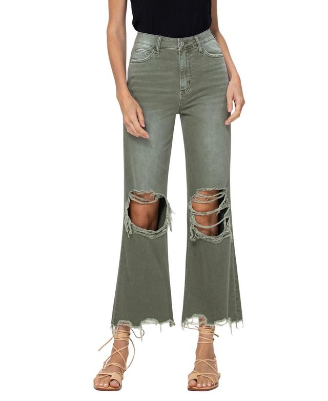 Vervet Womens Super High Rise 90s Vintage-like Cropped Flare Jean Product Image