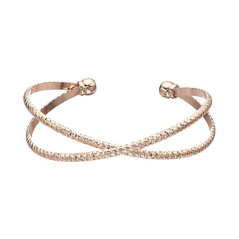 LC Lauren Conrad Crossover Cuff Bracelet, Womens, Pink Tone Product Image