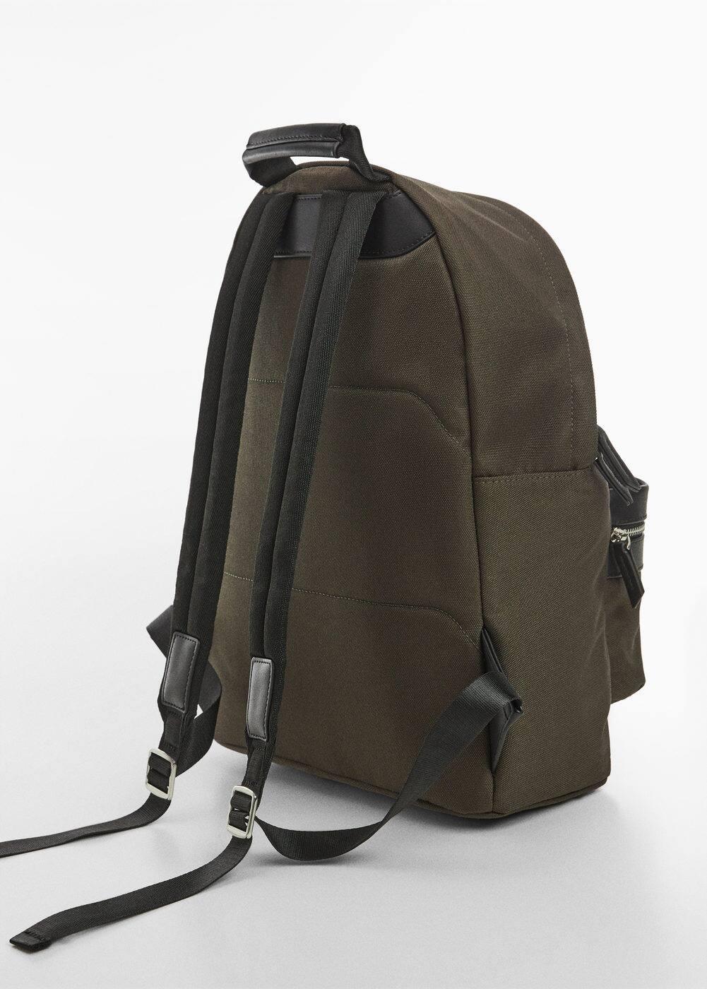 MANGO MAN - Backpack with leather-effect details - One size - Men Product Image