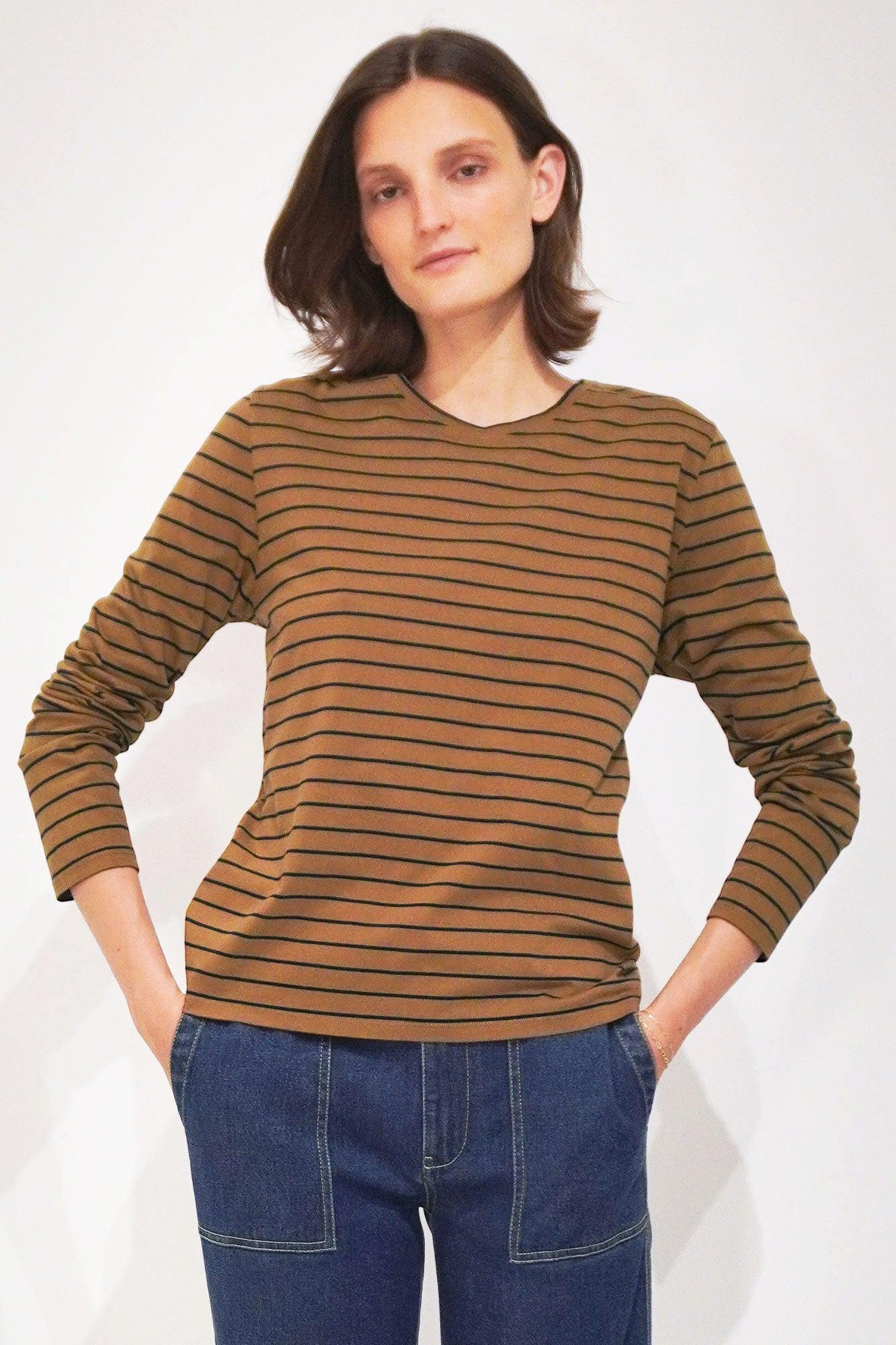 The Modern Long - Vicuna/Navy Pinstripe Female Product Image