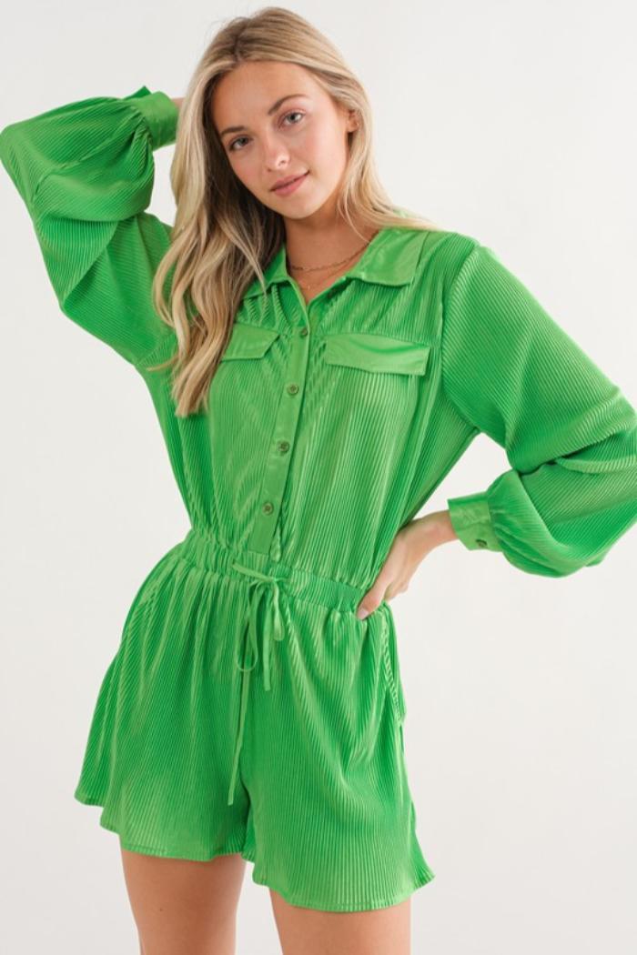 Accordion Pleat Romper Product Image