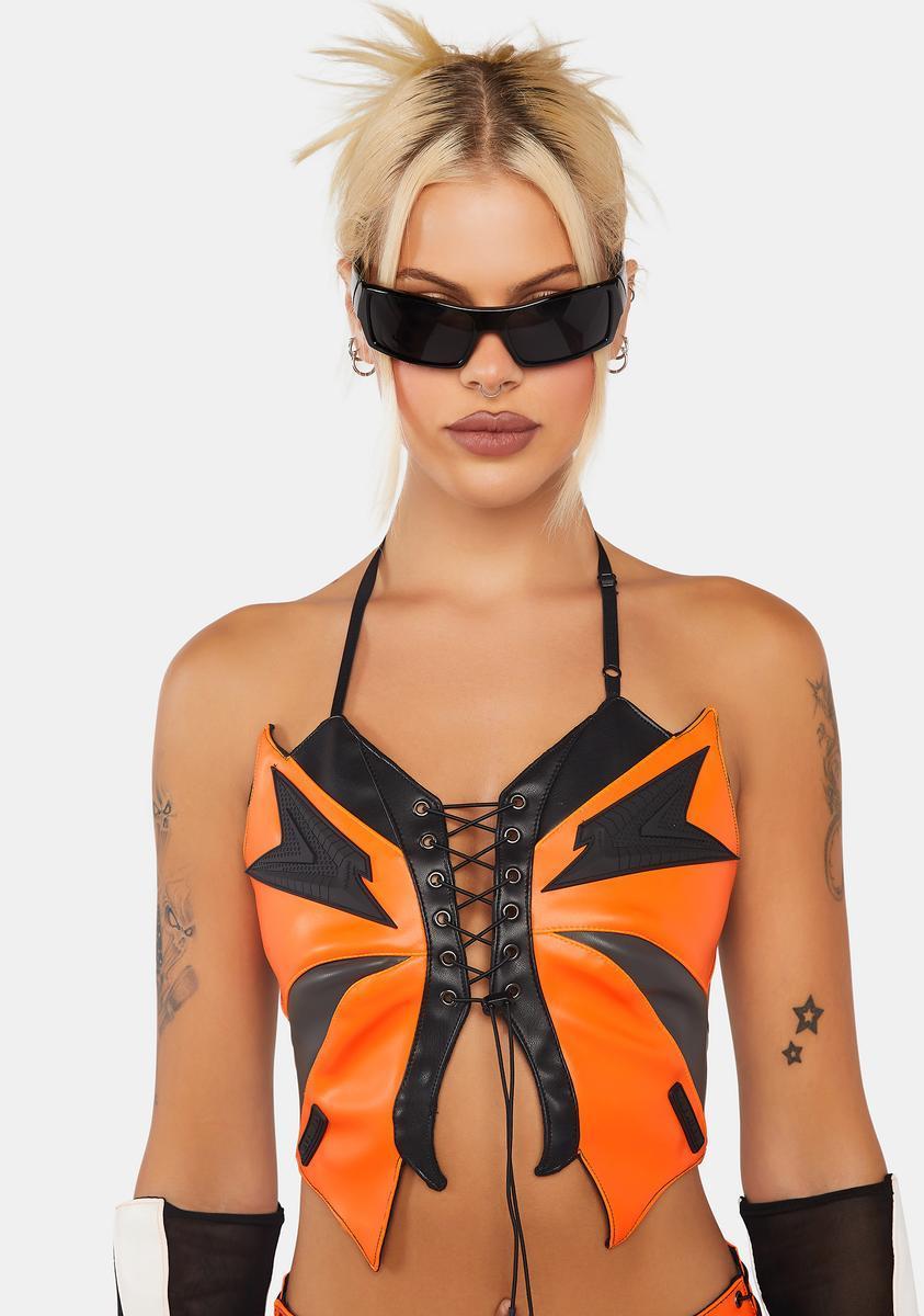 Namilia Moto Butterfly Crop Top - Orange Product Image