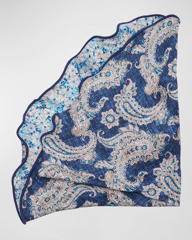 Men's Silk Reversible Floral-Paisley Pocket Circle Product Image