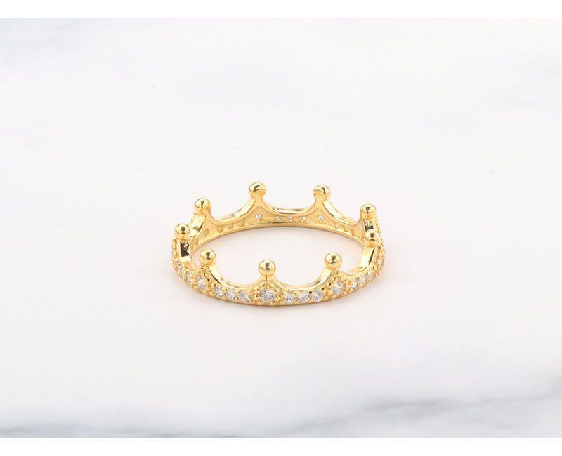 925 Sterling Silver Crown Rhinestone Ring Product Image