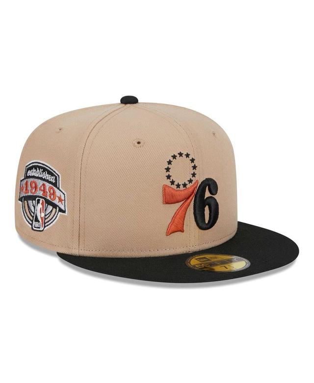 Mens New Era Tan/Black Burnt Orange Logo 2-Tone 59FIFTY Fitted Hat Product Image