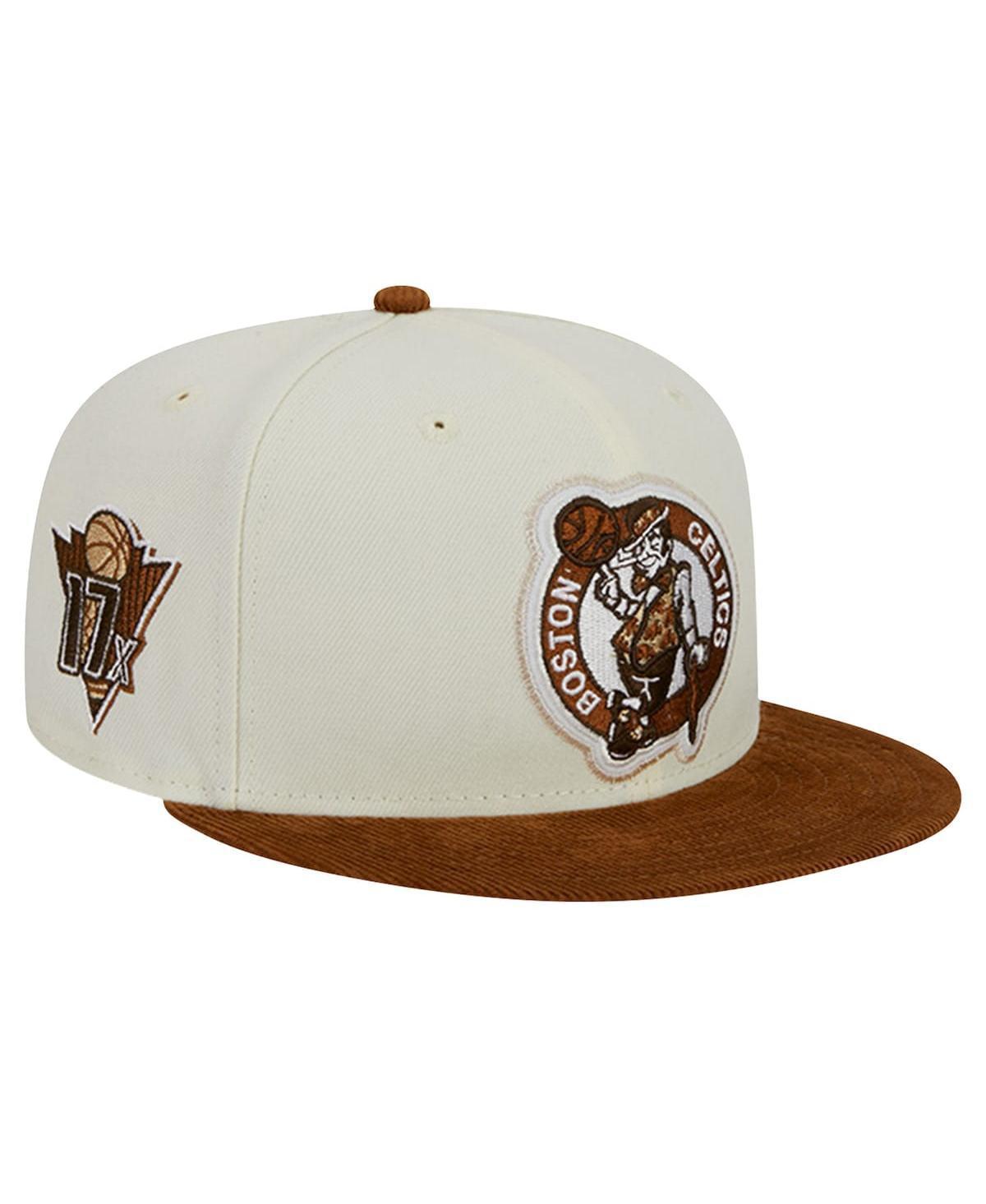 New Era Mens Cream Boston Celtics 2-Tone Corduroy Visor 59FIFTY Fitted Hat - Cream, Brown Product Image