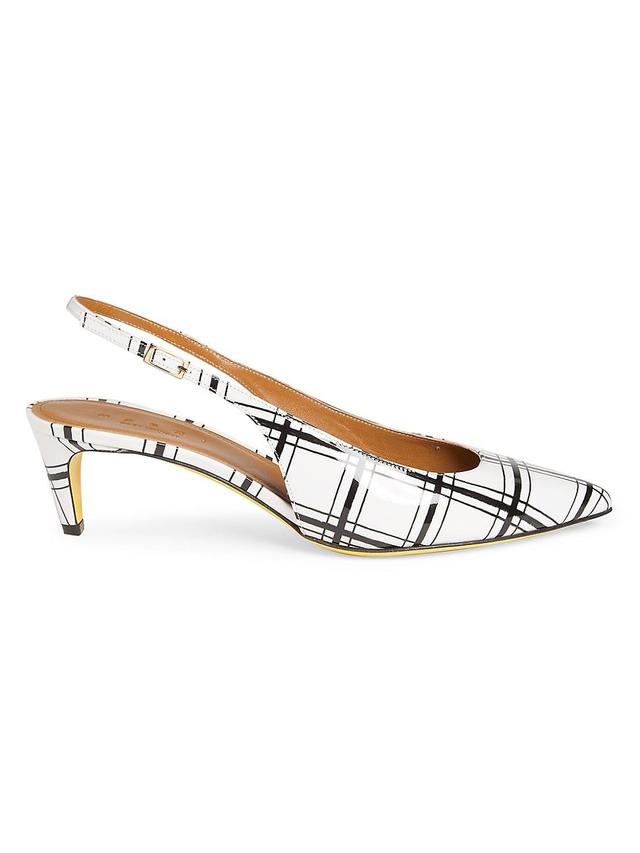 Womens 65MM Plaid Leather Slingback Pumps Product Image