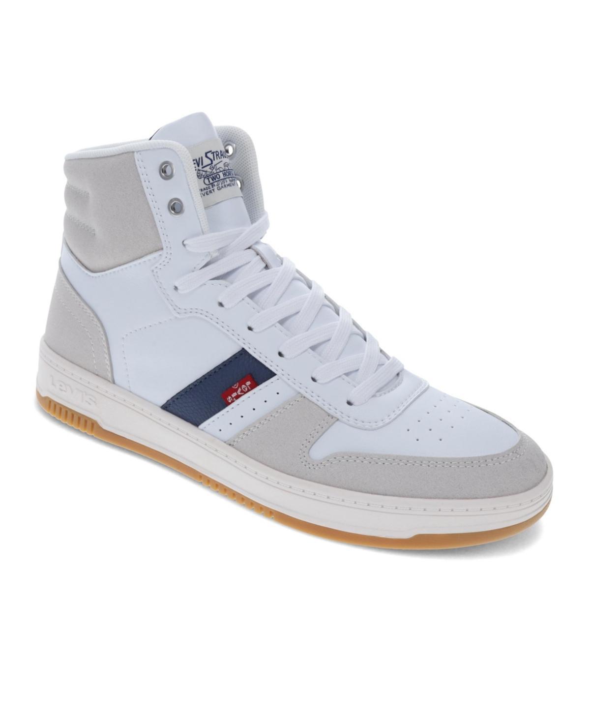 Levis Drive High Top Mens Sneakers White Cappuccino Brown Product Image