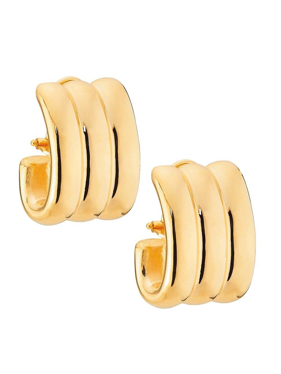 Womens 18K Yellow Gold Fluted Hoop Earrings/19MM x 26MM Product Image