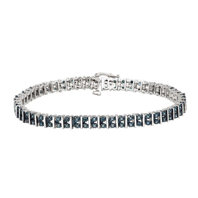 Jewelexcess Sterling Silver 1 Carat T.W. Blue Diamond Bracelet, Womens Silver Tone Product Image