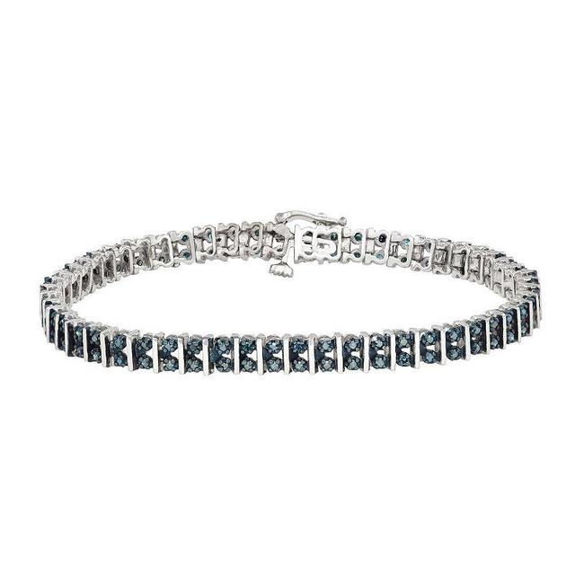 Sterling Silver 1 Carat T.W. Blue Diamond Bracelet, Womens, Size: 7.5, White Product Image