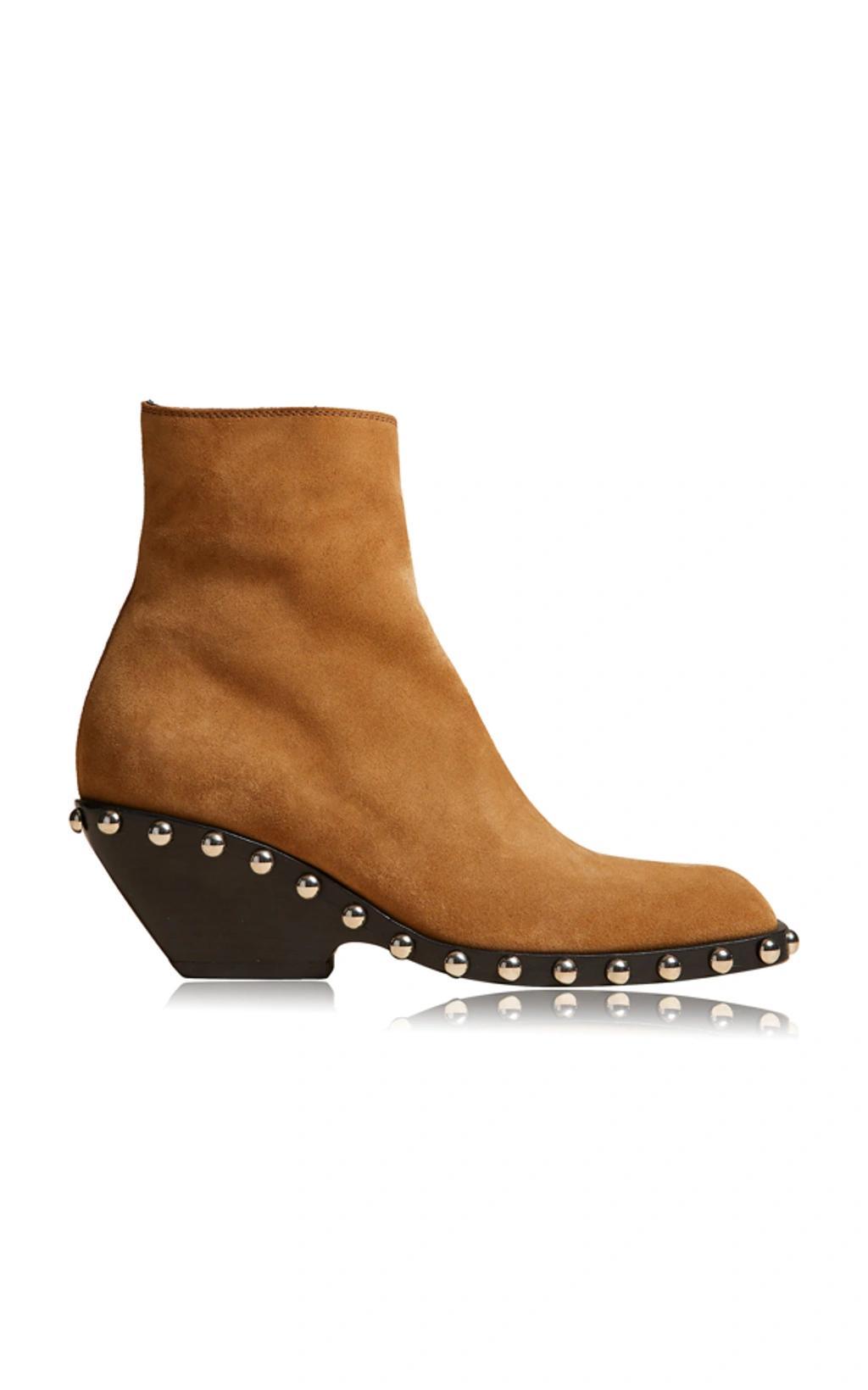 Hooper Studded Suede Ankle Booties In Tan product image