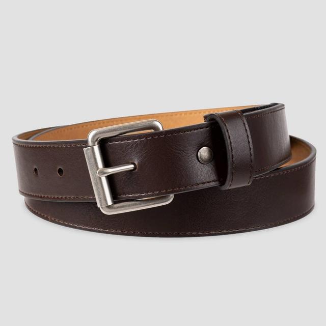 Mens Adjustable Sensory Friendly Adaptive Rivet and Roller Buckle Belt - Goodfellow & Co Brown S/M Product Image