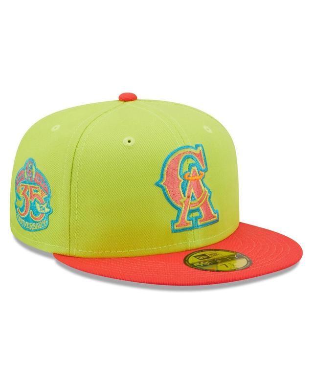 Mens New Era Green California Angels, Los Angeles Angels Cyber Highlighter 59FIFTY Fitted Hat - Green Product Image