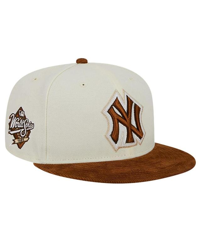 New Era Mens Cream New York Yankees Chrome Corduroy Visor 59FIFTY Fitted Hat Product Image