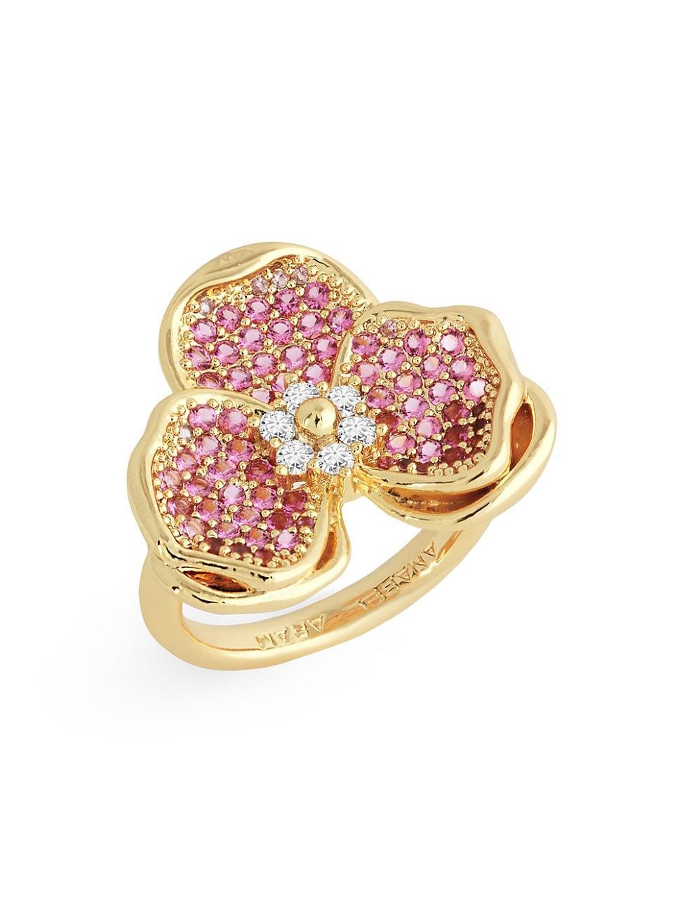 Womens Orchid 18K Gold-Plated & Cubic Zirconia Ring Product Image