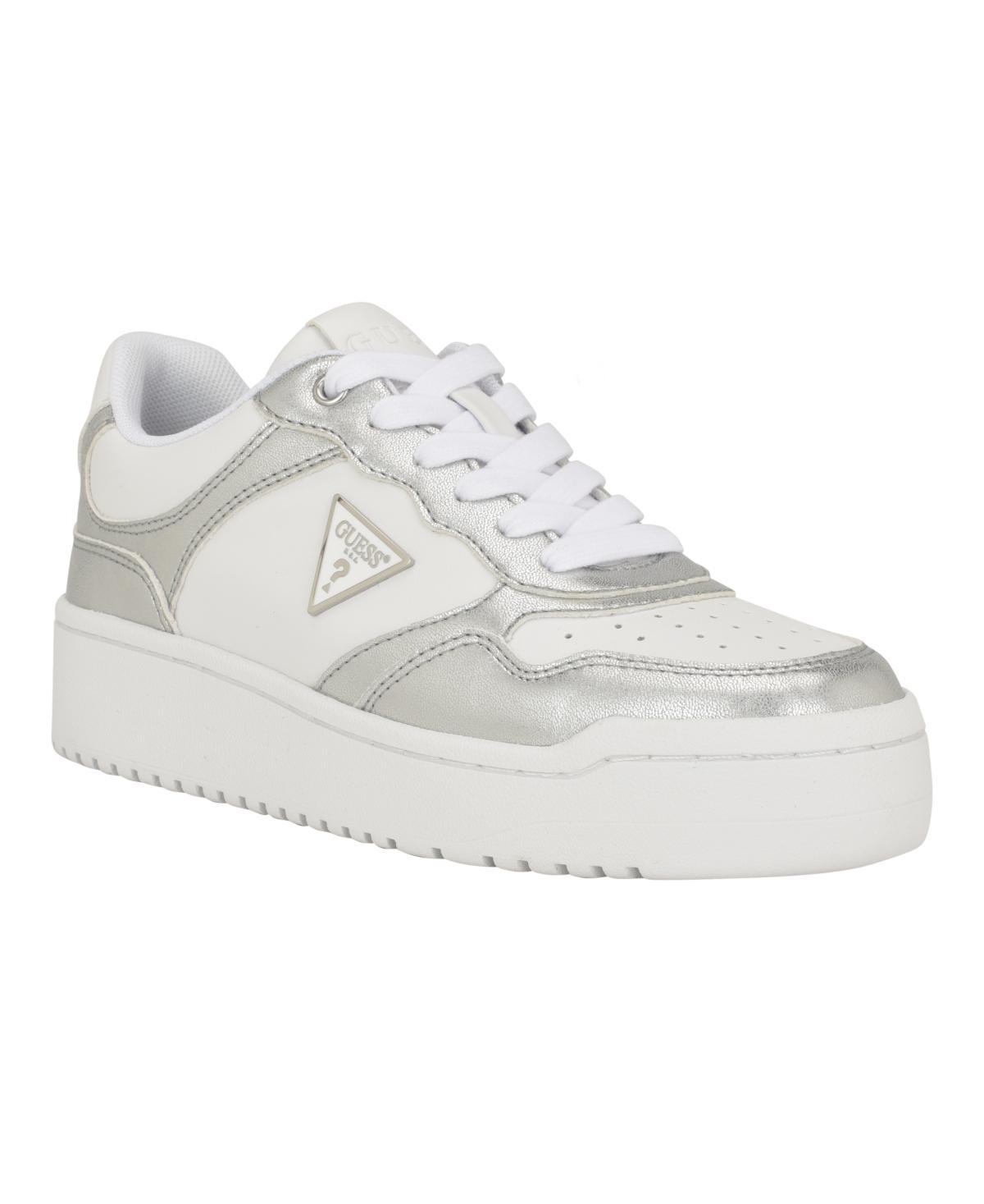 Guess Womens Miram Platform Lace-Up Court Sneakers - White Product Image