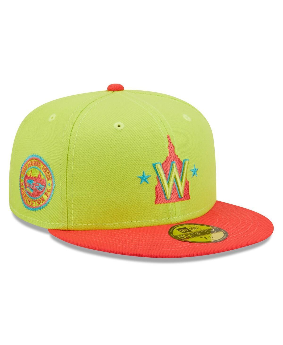 Mens New Era Green and Red Washington Nationals 2008 Inaugural Season Cyber Highlighter 59FIFTY Fitted Hat - Green Product Image