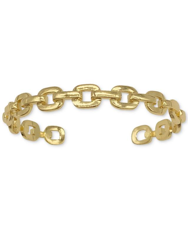 Adornia 14k Gold Plated Chain Link Cuff Bracelet, Womens Yellow Product Image