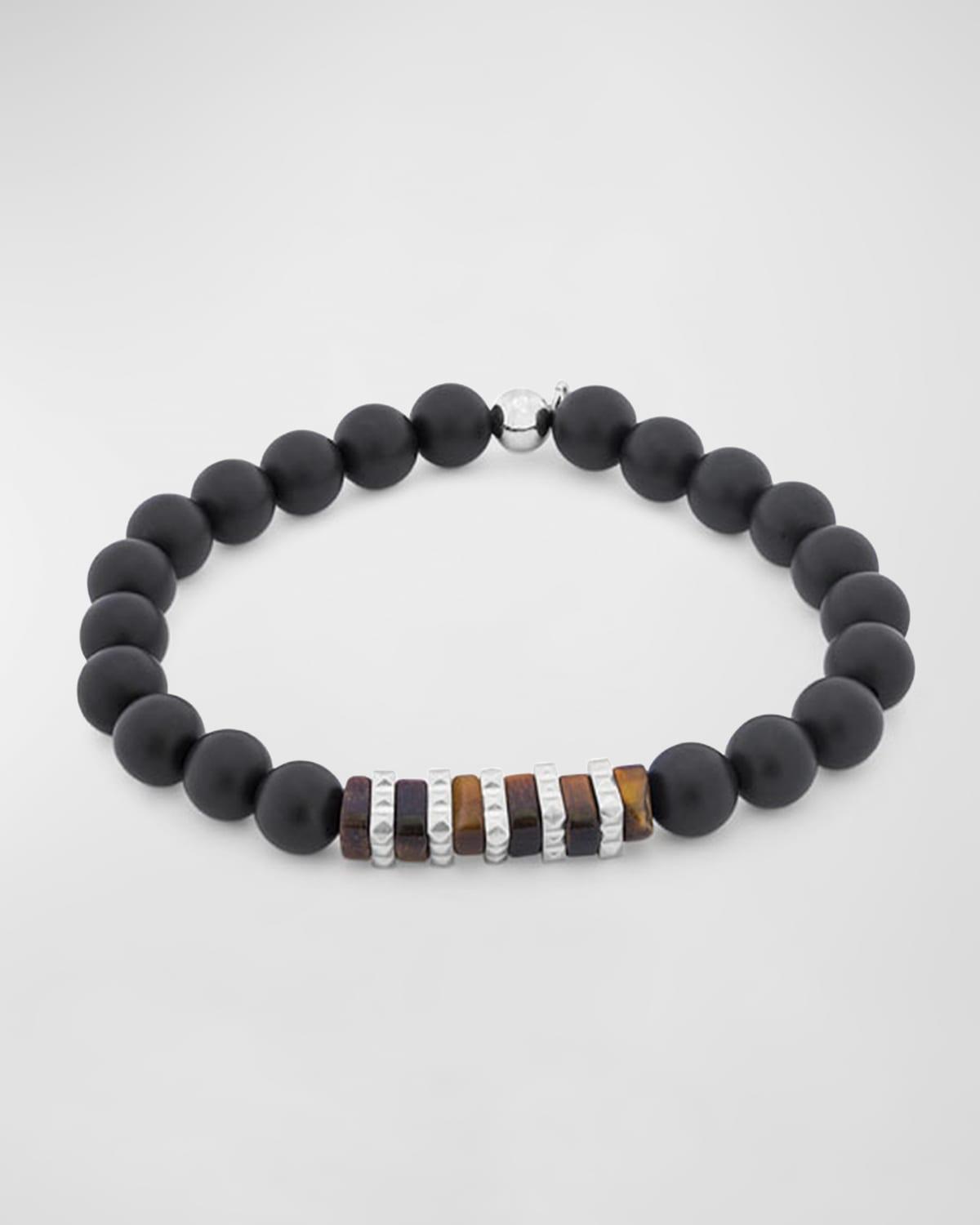 Mens Tigers Eye Beaded Bracelet, L Product Image