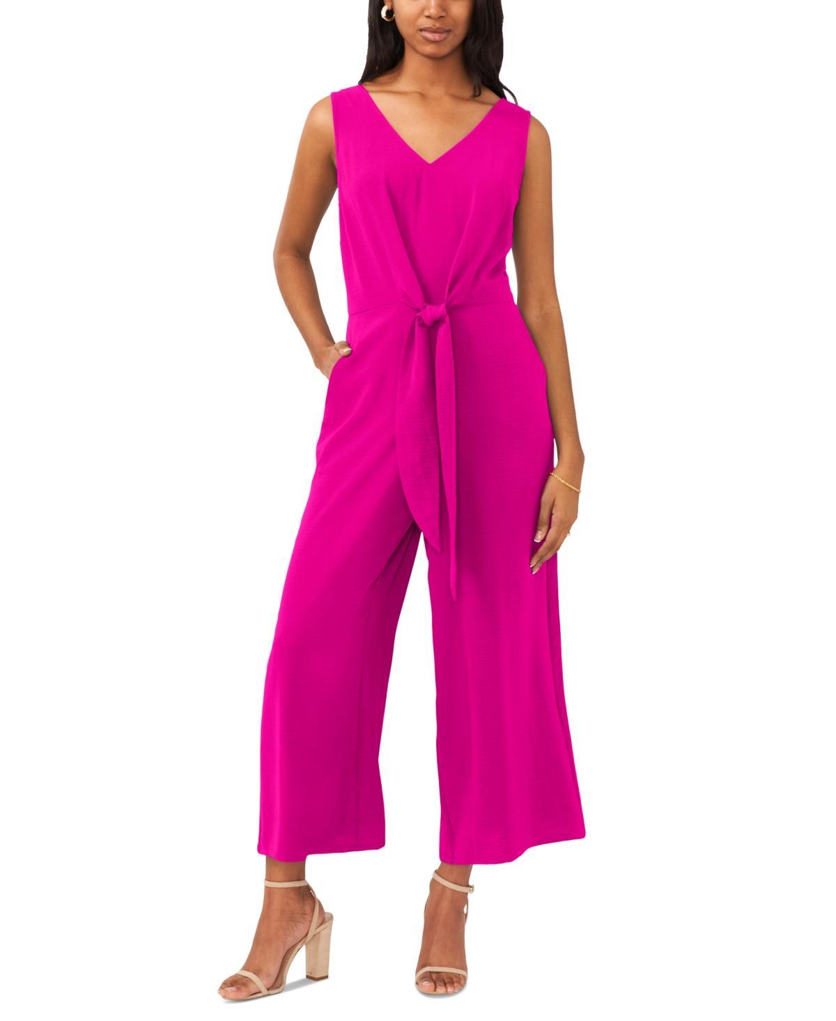 Vince Camuto Womens Sleeveless V-Neck Tie-Waist Jumpsuit Product Image