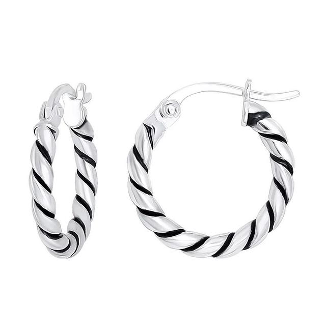 Aleure Precioso Sterling Silver Round Twisted Click-Top Hoop Earrings, Womens Product Image