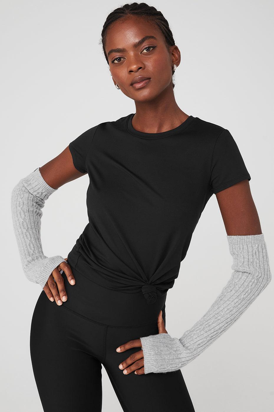 Cable Knit Arm Warmers - Athletic Heather Grey Female Product Image