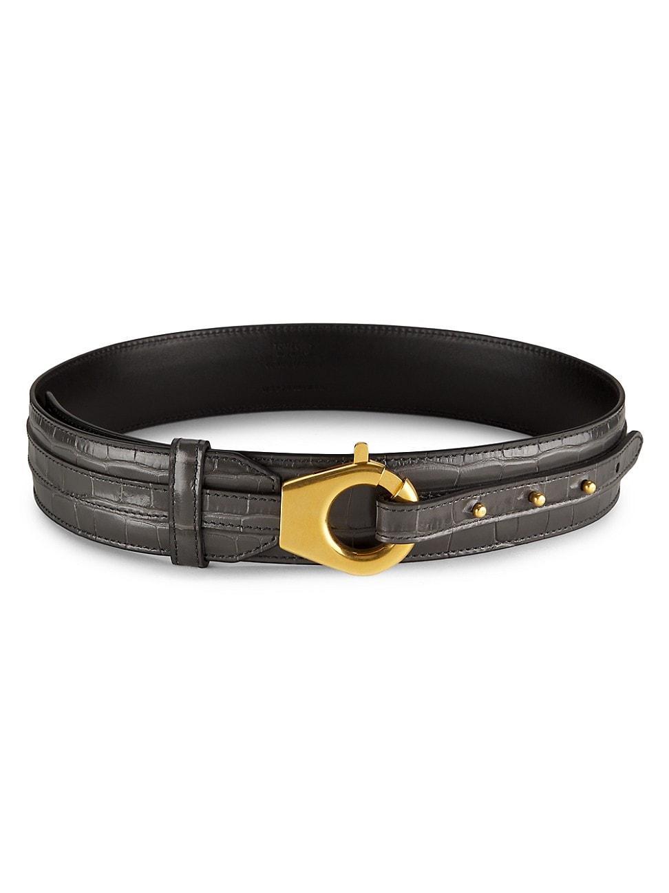 Womens Dita Croc-Embossed Leather Belt Product Image