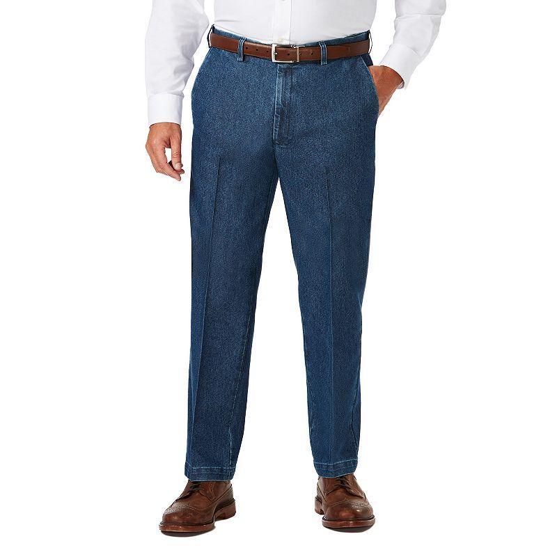 Haggar Mens Big & Tall Stretch Denim Classic-Fit Flat Front Pants Product Image