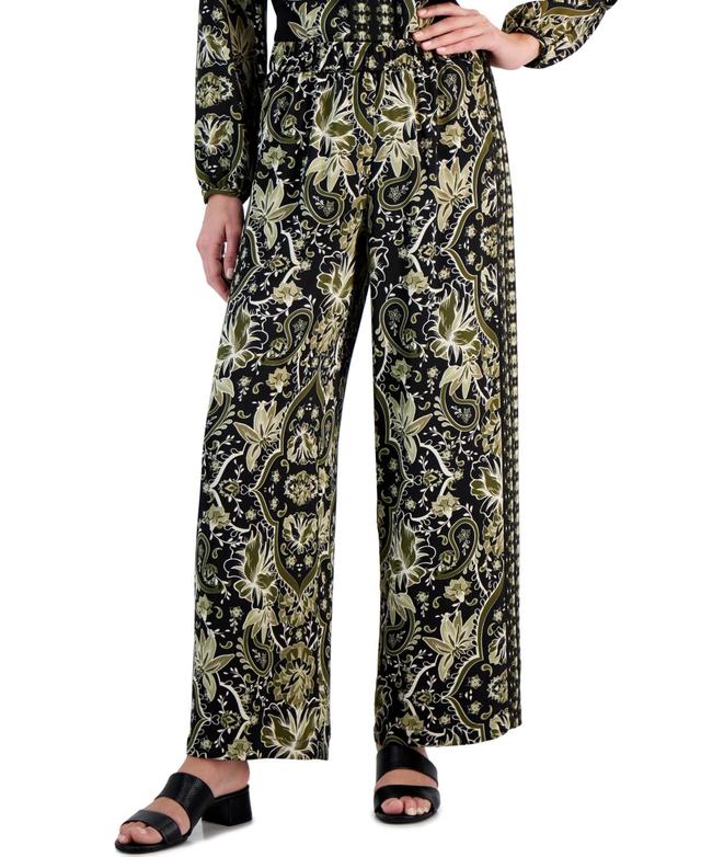 Jm Collection Womens Medallion Melody Wide Leg Satin Pants, Regular & Petite, Created for Macys Product Image