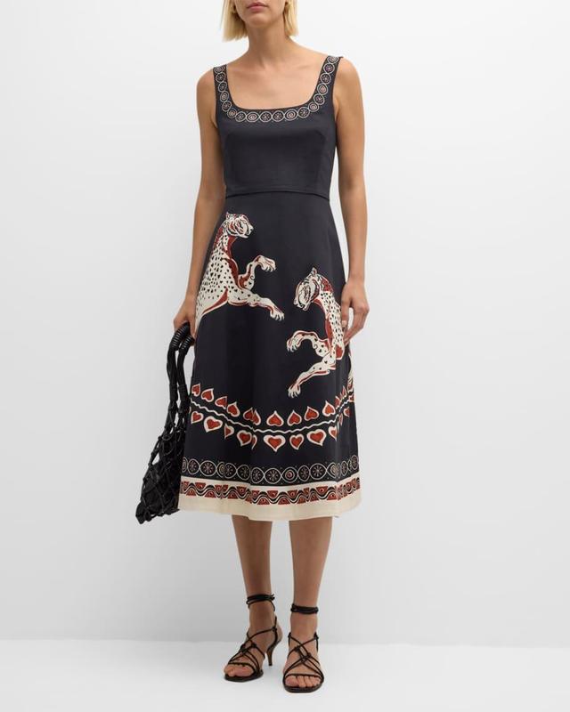 Sophia Leopard-Print Sleeveless Midi Dress Product Image