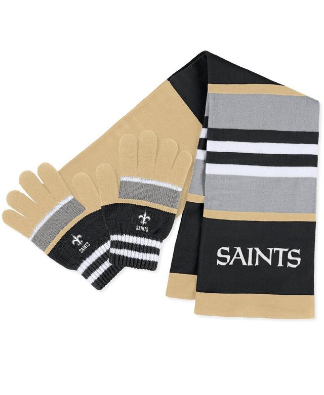 Womens Wear by Erin Andrews New Orleans Saints Stripe Glove and Scarf Set - Cream Product Image