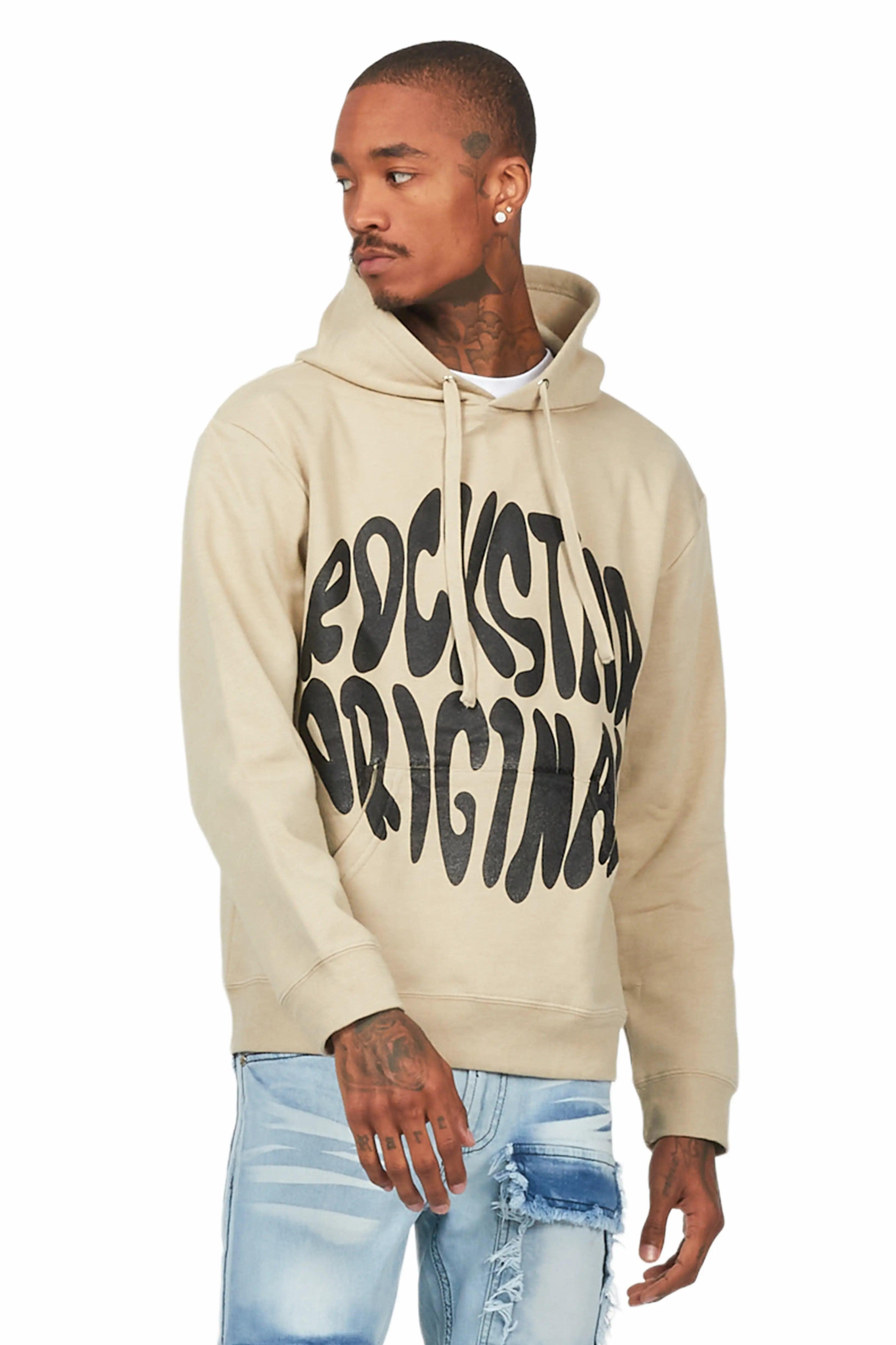 Thierry Beige Graphic Hoodie Male Product Image