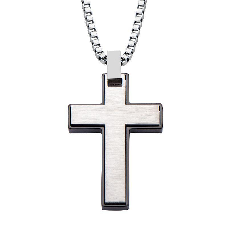 Mens Black Stainless Steel Cross Pendant Necklace Multicolor Product Image